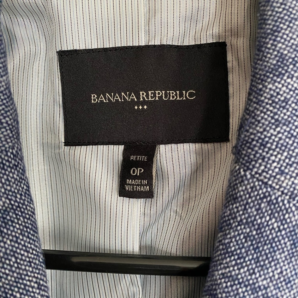 NWT Banana Republic Academy Tweed Blazer Wool Blend Blue Size 0 Petite - Picture 10 of 14